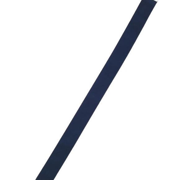 Faux Leather Ended Elastic Stretch Belt Navy/White Silver Metal Buckle  S - Picture 6 of 10